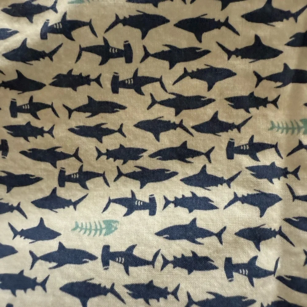 OshKosh B'gosh Blue and White Shark Print Button Down Shirt